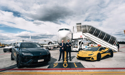 Nazareno Ventola e Stephan Winkelmann, partnership Aeroporto di Bologna e Automobili Lamborghini