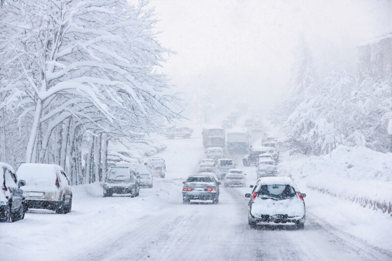 strada, neve, auto
