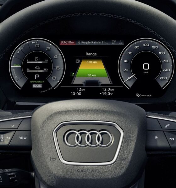 Dettaglio volante, logo Audi
