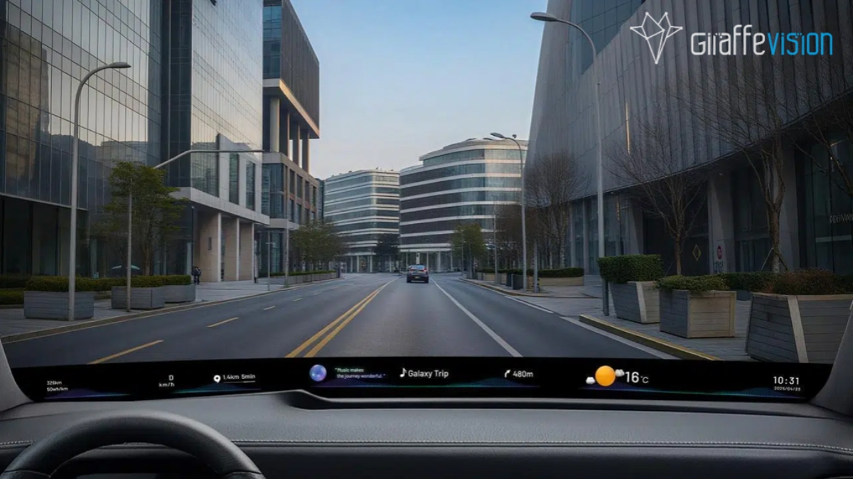Il P-HUD utilizza una tecnologia di proiezione multi-proiettore con correzione delle distorsioni