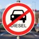 Cartello di divieto alle auto diesel