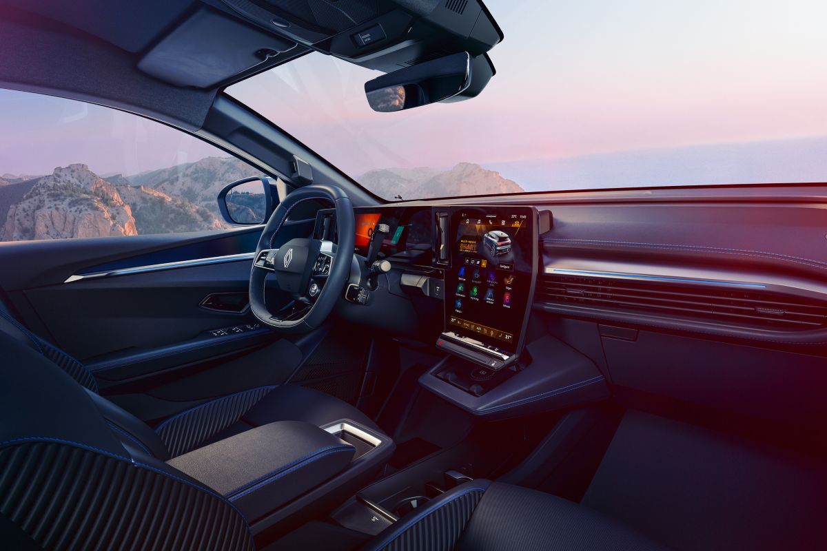 Vista degli interni della nuova Renault Megane E-Tech Electric.