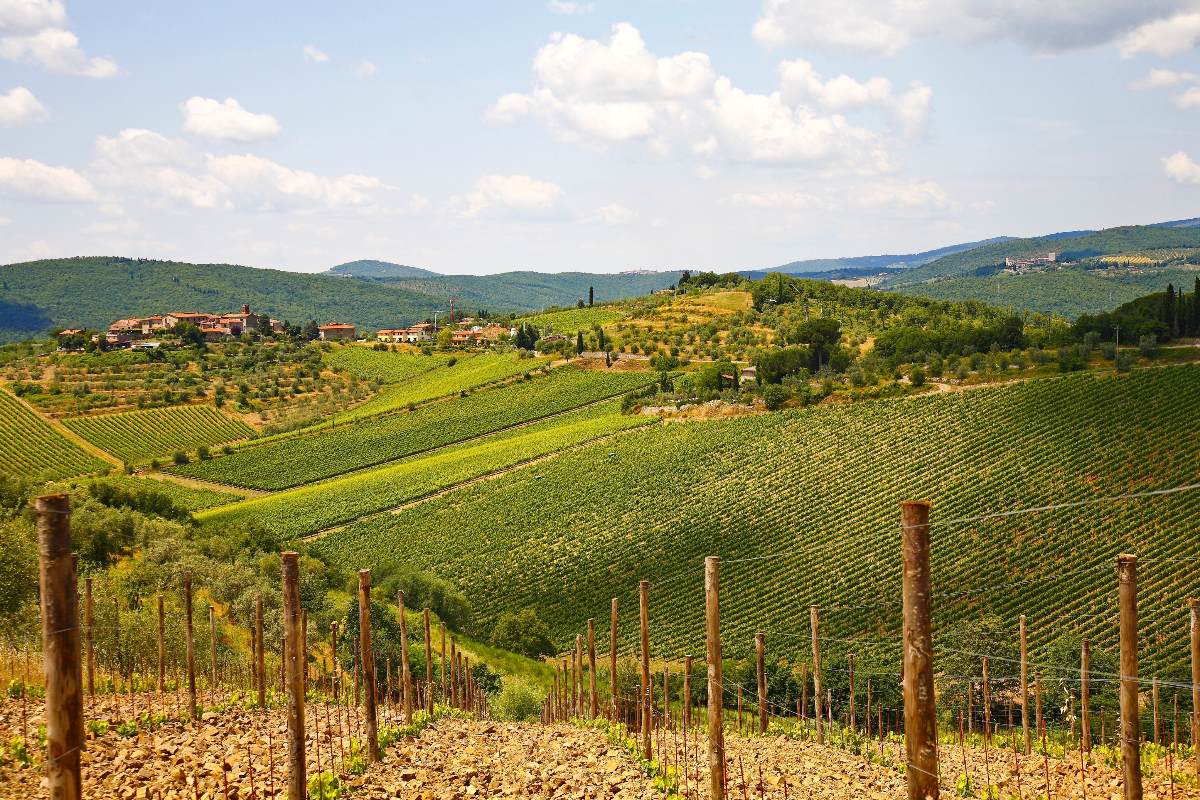 Vista di un paesaggio delle colline del Chianti.